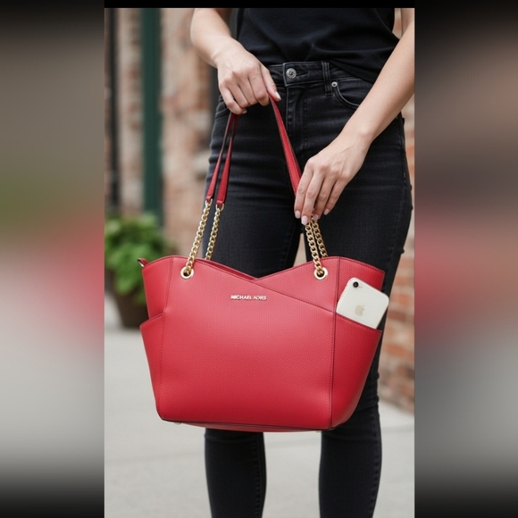 Michael Kors Jet Set Travel Large Chain Tote Flame (NWT) - Picture 1 of 14